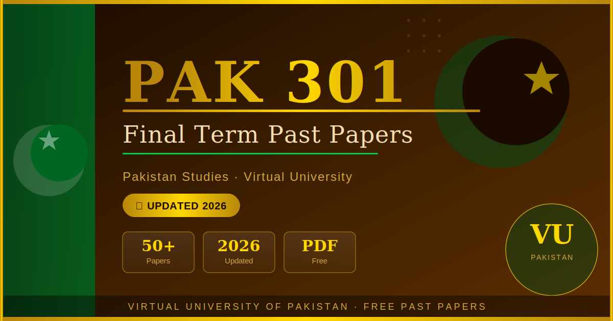 PAK 301 Final Term Past Papers updated 2026